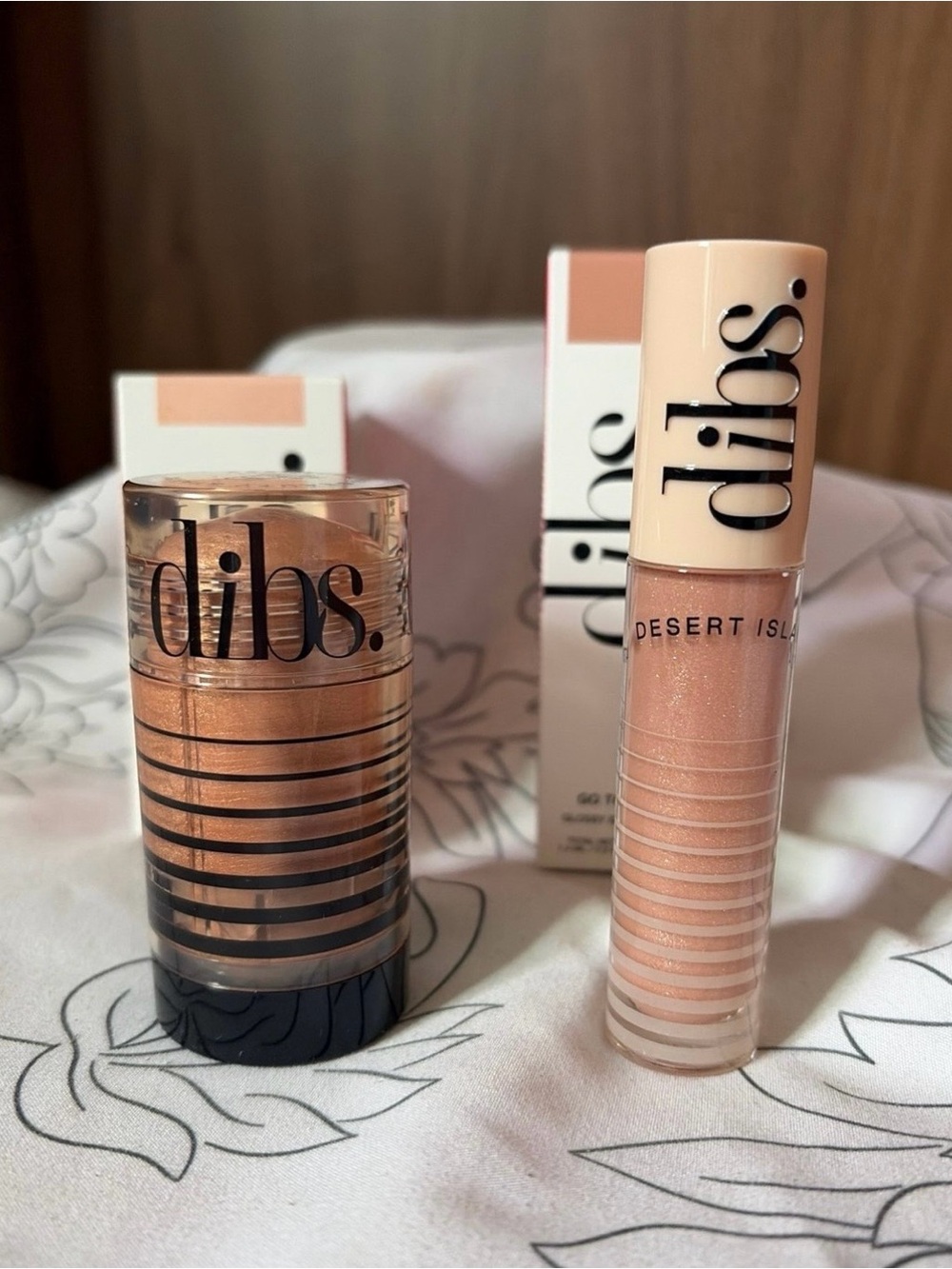 Dibs Status Stick Face-and-Body Highlighter — and Dibs Go to Glossy lip Balm